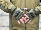 Тактические безпалые перчатки Tactic армейские перчатки с защитой костяшек размер М цвет Олива (oakley-olive-m) - изображение 8