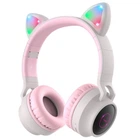 Беспроводные наушники c LED подсветкой Bluetooth HOCO W27 Cat Ear Wireless Headphones Grey