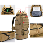 Рюкзак тактический туристический раздвижной XS-F22 100л койот - изображение 4