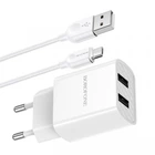 Зарядное устройство с кабелем Micro BOROFONE BA53A Powerway 2USB 2.1A белое