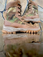 Берцы ботинки тактическая обувь облегченные Лето натуральная гидрофобная кожа усиленная пятка и носок Мультикам р 40 - изображение 1