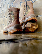 Берці черевики тактичне взуття полегшені Літо натуральна гідрофобна шкіра посилена п’ята та носок Мультикм р 46 - зображення 4
