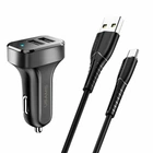 Автомобильное зарядное устройство 2 USB+кабель micro на 1м. Kit King Tu Series C13 Dual USB, Usams (NTU35MC13TZ)