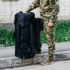 Рюкзак-сумка баул военная, баул армейский Оксфорд черный 120 л с креплением для каремата и саперной лопаты. - изображение 4