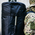 Рюкзак-сумка баул військова, армійський баул Оксфорд чорний 120 л с креплением для каремата и саперной лопаты. - зображення 6