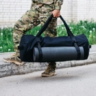 Рюкзак-сумка баул військова, армійський баул Оксфорд чорний 100 л с креплением для каремата и саперной лопаты. - зображення 5