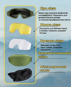 Очки маска тактические E-Tac WT-12 + сменные линзы (1 очки и 3 линзы) - изображение 7