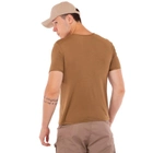 Летняя мужская футболка компрессионная тактическая Jian 9193 размер 3XL (54-56) Хаки (Бежевая) материал сoolmax - изображение 3