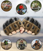 Перчатки мужские тактические с открытыми пальцами и усиленным протектором 4624 XXL Хаки - изображение 1