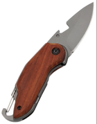 Туристический компактный складной нож BUCK с титановым покрытием и деревянной ручкой 14,7см. - изображение 4