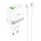 Зарядний пристрій HOCO N21 Extension speed USB+Type-C + Кабель Type-C/Lightning, 3A,