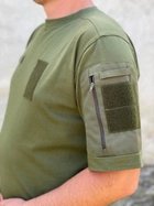Футболка тактическая с карманом и липучками под шевроны Ф1 хаки 60 - изображение 3