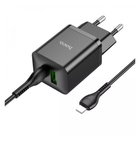 Зарядное устройство МПЗ с кабелем Type-C to Lightning Hoco N28 Founder 20W (Type-C+USB) Black