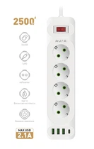 Сетевой фильтр-удлинитель AURA Energy 4+3 USB-A + USB-C (PD) 2M White