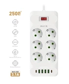 Фільтр-подовжувач AURA Energy 6+4 USB-A + 2 USB-C (PD) 2M White