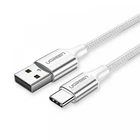 Кабель USB 2.0 AM-Type-C M UGREEN US288 3м 3A 18W Nickel Plating Aluminum Braid 60409 Срібно-білий