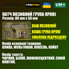 Шеврон на липучке Laser Cut UMT Фамилия / Позывной, группа крови, знак подразделения, размер 80х50 мм Белый / Койот - изображение 3