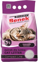 Бентонітовий Компактний наповнювач Super Benek для котячого туалету з ароматом лаванди 5 л (5905397010975)