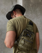 Тактична сумка однолямковий рюкзак тактичний слінг, зсу, поліції, нацгвардії. Хакі - зображення 5