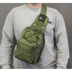 Тактична сумка однолямковий рюкзак тактичний слінг, зсу, поліції, нацгвардії. Хакі - зображення 7