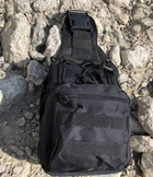 Тактична сумка, посилена чоловіча сумка, рюкзак, тактична стропа. Колір чорний - зображення 8
