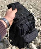 Тактична сумка, посилена чоловіча сумка, рюкзак, тактична стропа. Колір чорний - зображення 9