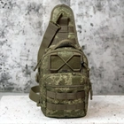 Рюкзак сумка тактична військова через плече PIXEL-5 піксель із шевроном патч - зображення 2