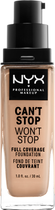 Рідка тональна основа NYX Professional Makeup Can`t Stop Won`t Stop 24-Hour 07 Natural 30 мл (800897157234) - зображення 1