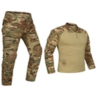 Тактический костюм Multicam, штурмовая военная форма, рубашка с длинным рукавом и брюки с наколенниками Мультикам р.L - изображение 1