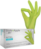 Перчатки нитриловые Ampri Style Apple неопудренные Размер S 100 шт Зеленые (4044941008523) - изображение 1