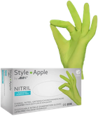 Рукавички нітрилові Ampri Style Apple неопудрені Размер M 100 шт Зелені (4044941008530) - зображення 1
