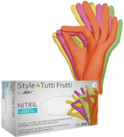 Перчатки нитриловые Ampri Style Tutti Frutti неопудренные Размер S 100 шт Разноцветные (4044941014944) - изображение 1