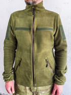 Военная флисовая кофта на молнии Garment Factory оливковая Флиска ВСУ флисова куртка с карманами РАЗМЕР 58 4XL - изображение 3