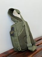 Однолямочный городской рюкзак барсетка сумка слинг SILVER с системой molle на 9 л Олива (silver-003-olive) - изображение 4