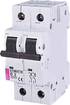Автоматический выключатель ETIMAT 10 2p D 2А (10 kA), 2153708, ETI