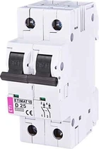 Автоматический выключатель ETIMAT 10 2p D 25А (10 kA), 2153718, ETI