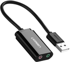 Звуковая карта Ugreen US205 USB AUX jack TRRS (Mic + Ear) ALC4042 15 см Черная (30724)