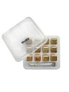 Кубики для віскі та інших напоїв Moltis металеві Золото + щипці Whiskey Stones Gold 12 шт