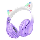 Беспроводные наушники складные HOCO W42 с кошачьими ушками |BT5.3, AUX/TF, 10h| Purple