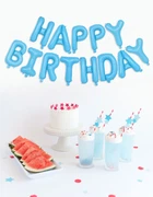 Фольгированные воздушные шары-надпись Happy Birthday голубые буквы 40 см (B362023)