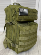 Рюкзак тактический военный 45 литров Attack Зеленый - изображение 1