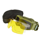 Очки тактические маска защитные для стрельбы ЗСУ Attack 3 стекла в комплекте цвет олива - изображение 3