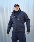 Куртка тактична Хантер Софтшелл темно-синя на сітці 46 No Brand 1722942566 - зображення 1