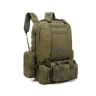 Рюкзак тактический с 3 подсумками Tactical Backpack Олива на 55 литров с креплением MOLLE - изображение 2