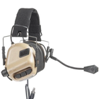 Активні навушники тактичні з гарнітурою мікрофоном Earmor M32 Coyote TAN - зображення 2