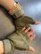 Тактические перчатки без пальцев Oakley / Мужские военные перчатки без пальцев Зеленые М 18-20 см. - изображение 2