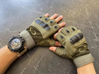 Тактические перчатки без пальцев Oakley / Мужские военные перчатки без пальцев Зеленые М 18-20 см. - изображение 5