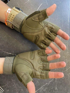 Тактические перчатки без пальцев Oakley / Мужские военные перчатки без пальцев Зеленые XL 22-24 см. - изображение 6