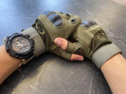 Тактические перчатки без пальцев Oakley / Мужские военные перчатки без пальцев Зеленые XL 22-24 см. - изображение 7