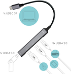 Hub USB i-Tec Metal USB Type-C 4-w-1 (C31HUBMETALMINI4) - obraz 3